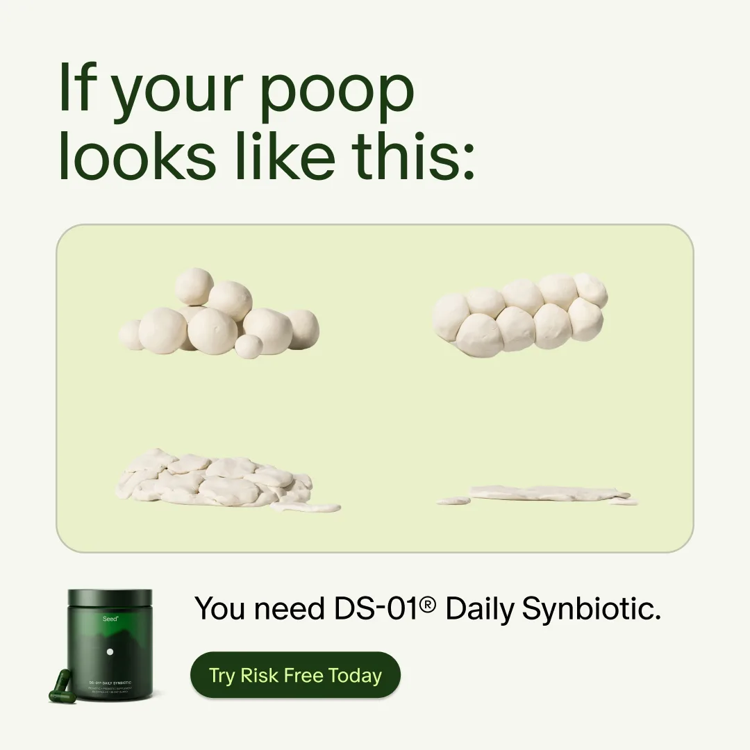 Digestive Health Product Ad with Stool Type Visuals