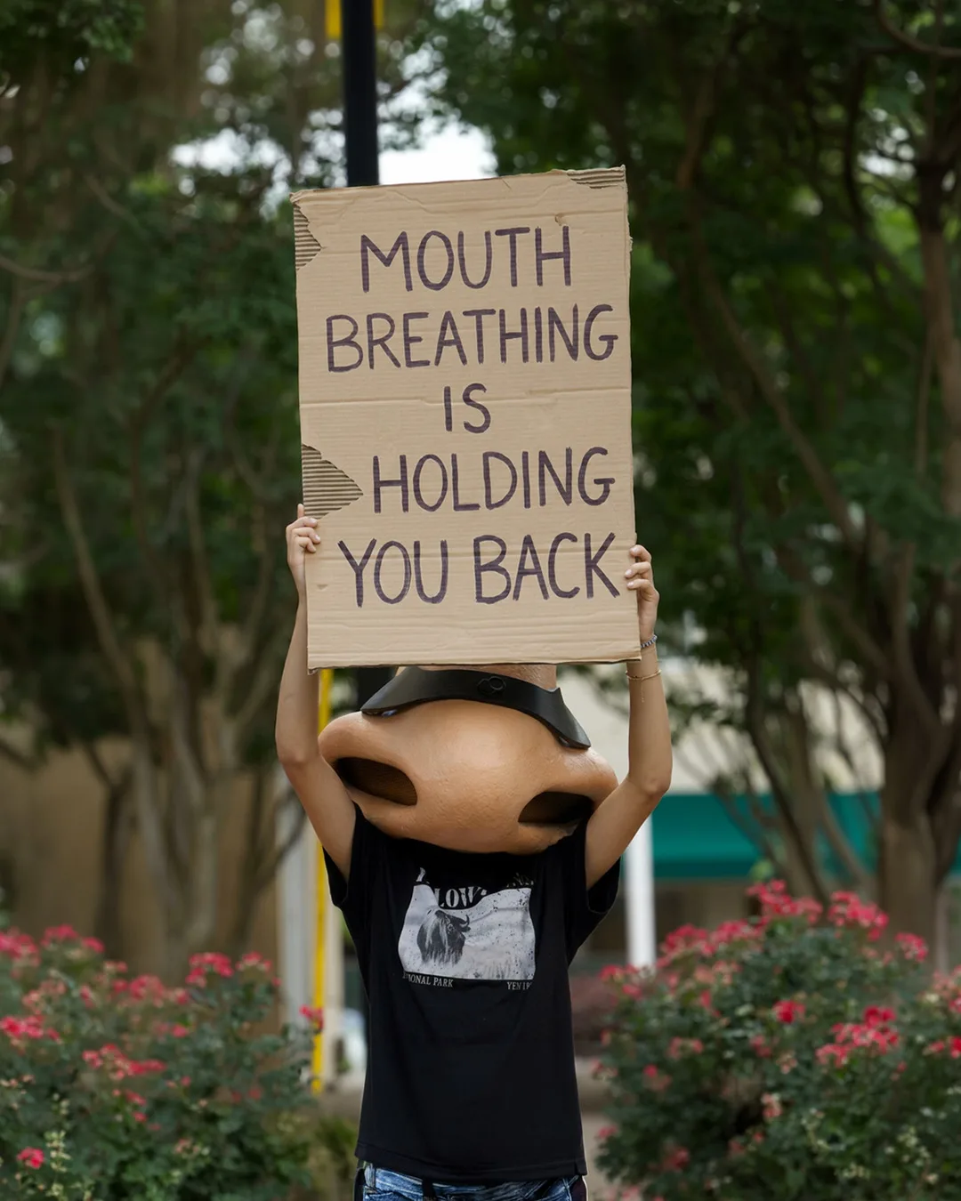Mouth Breathing Protest Sign