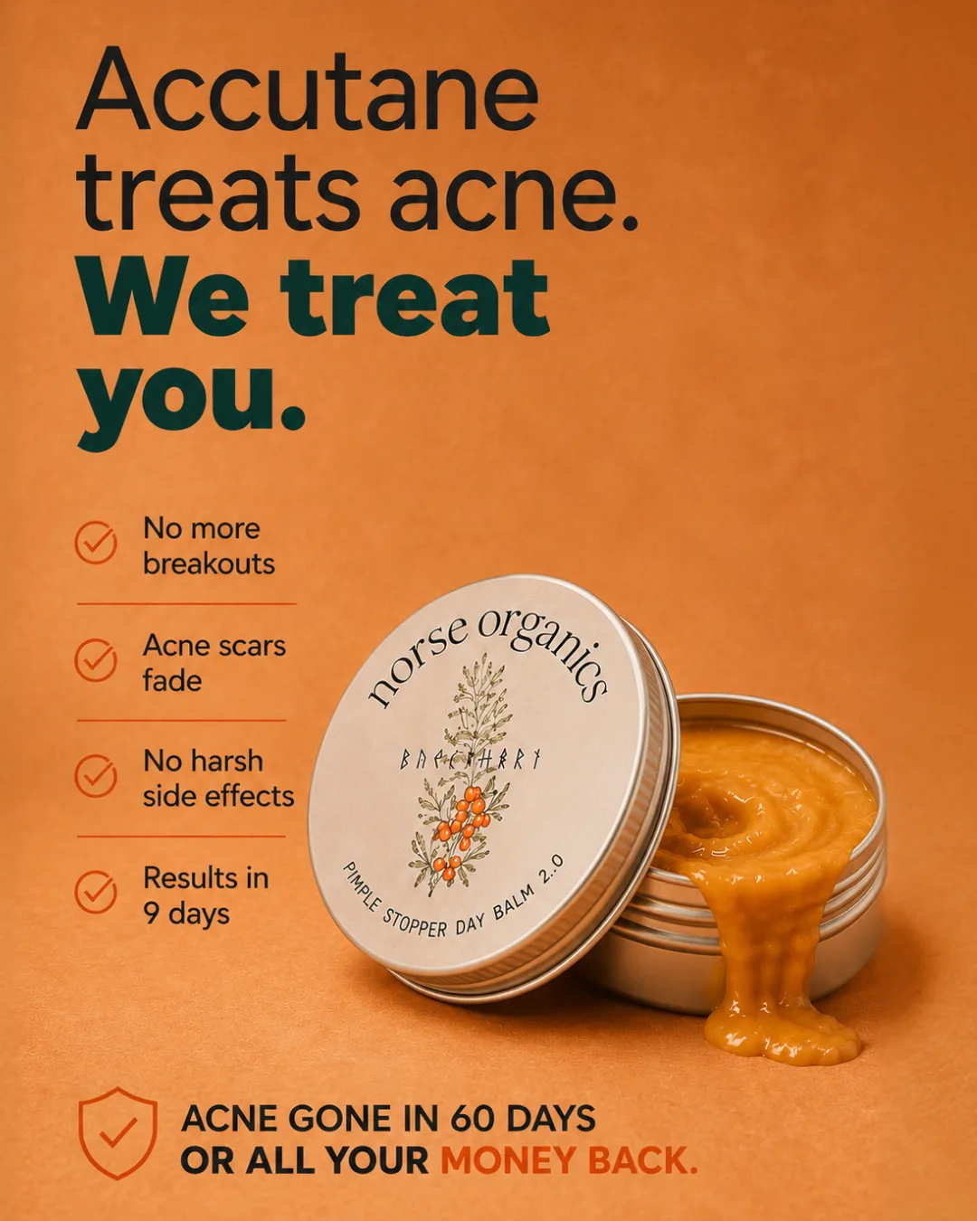 Acne Treatment Product Ad with Guarantee