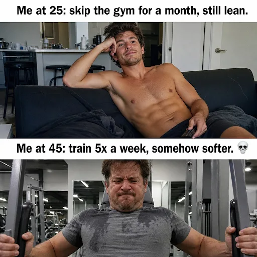 Age-Related Fitness Comparison Meme Ad