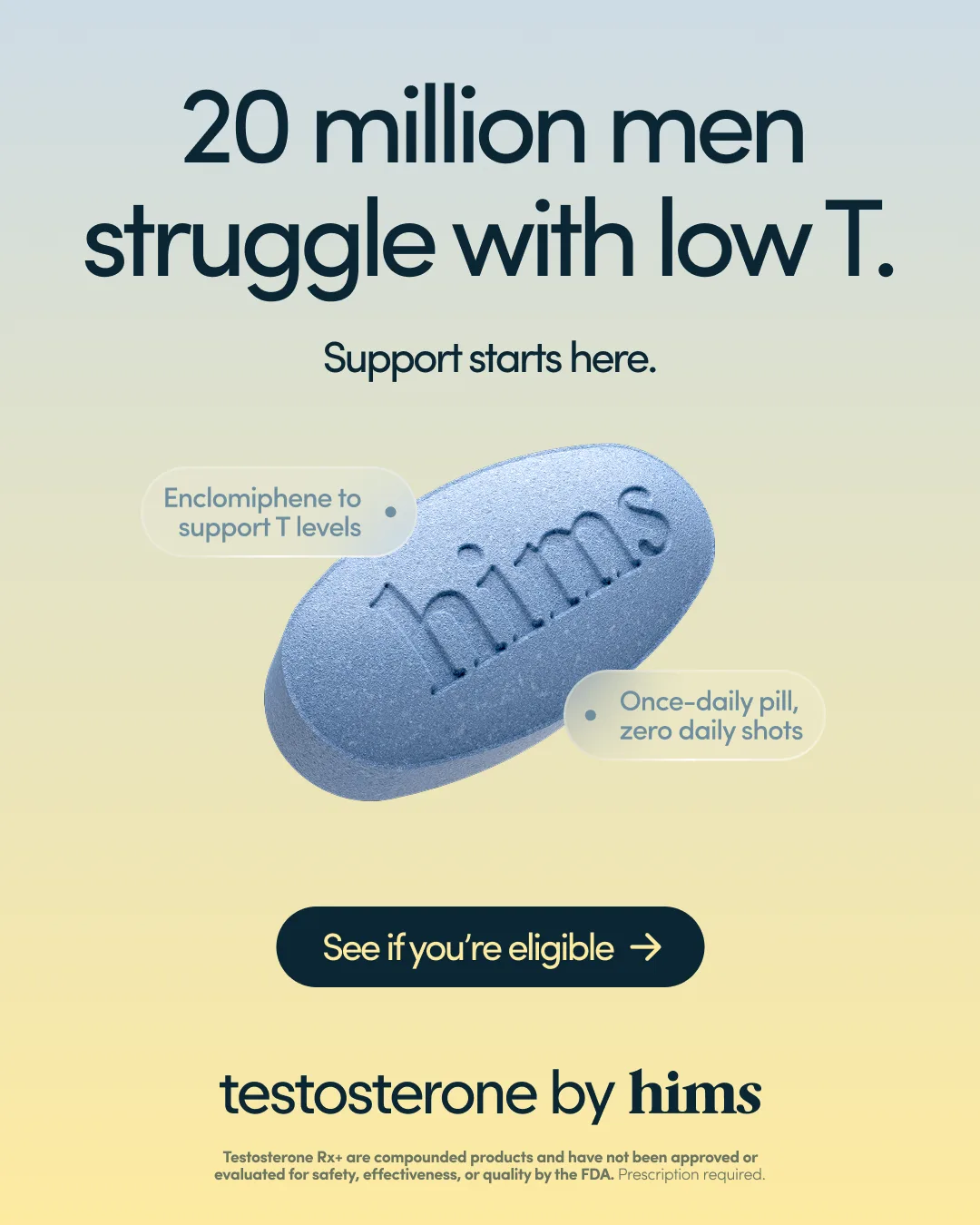 Low T Support Ad with Pill Graphic