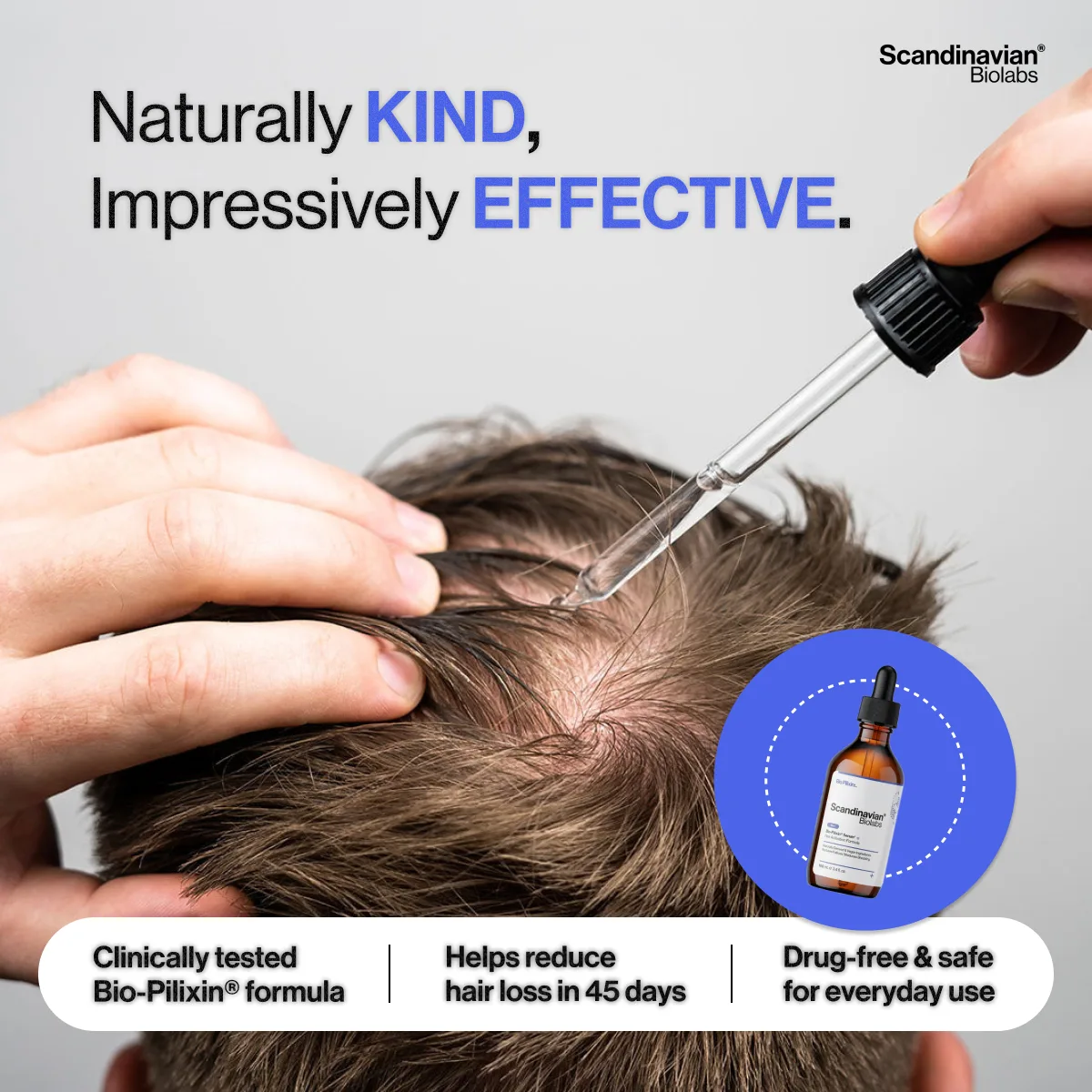 Hair Growth Serum Ad with Feature Blocks