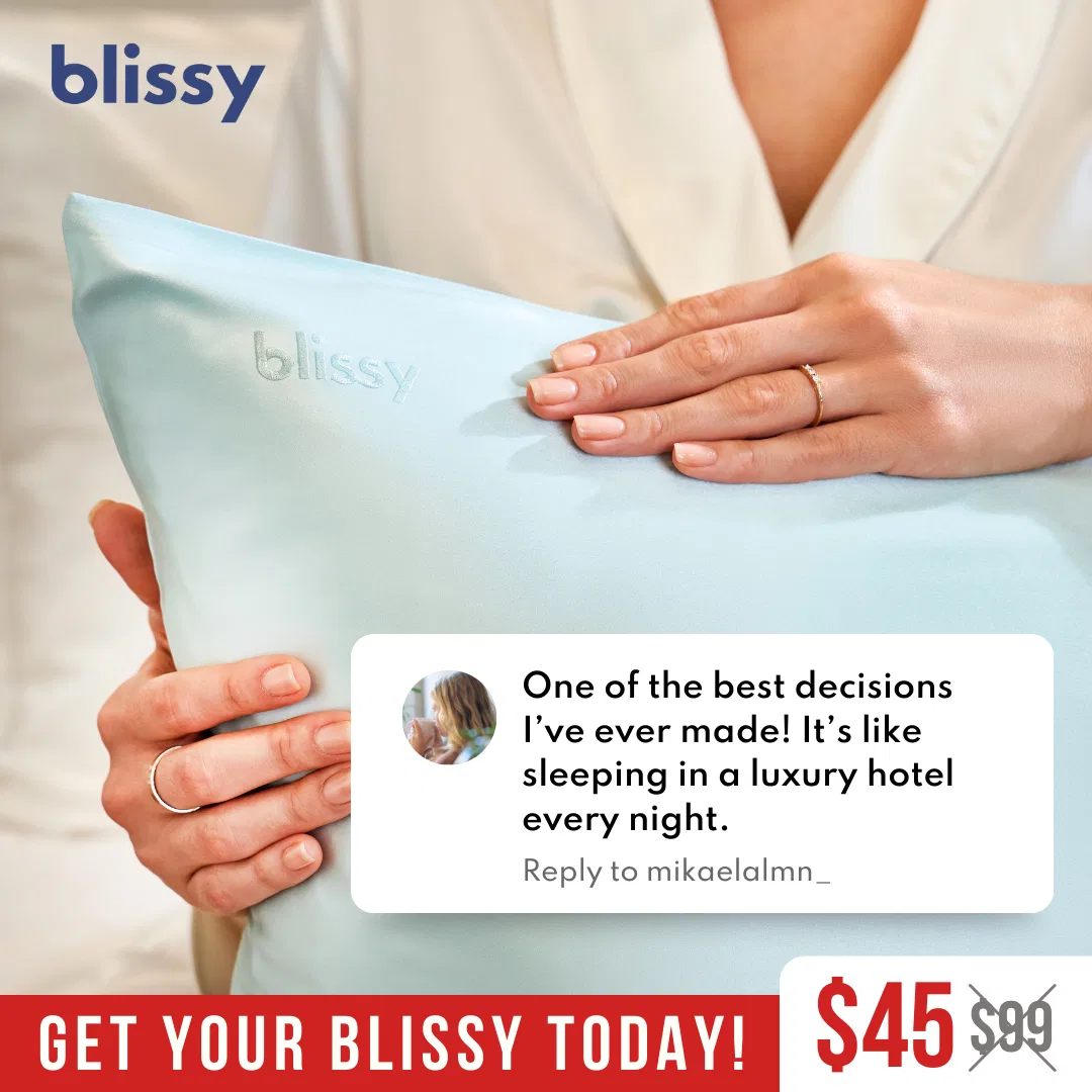 Blissy Silk Pillowcase Testimonial Offer Ad