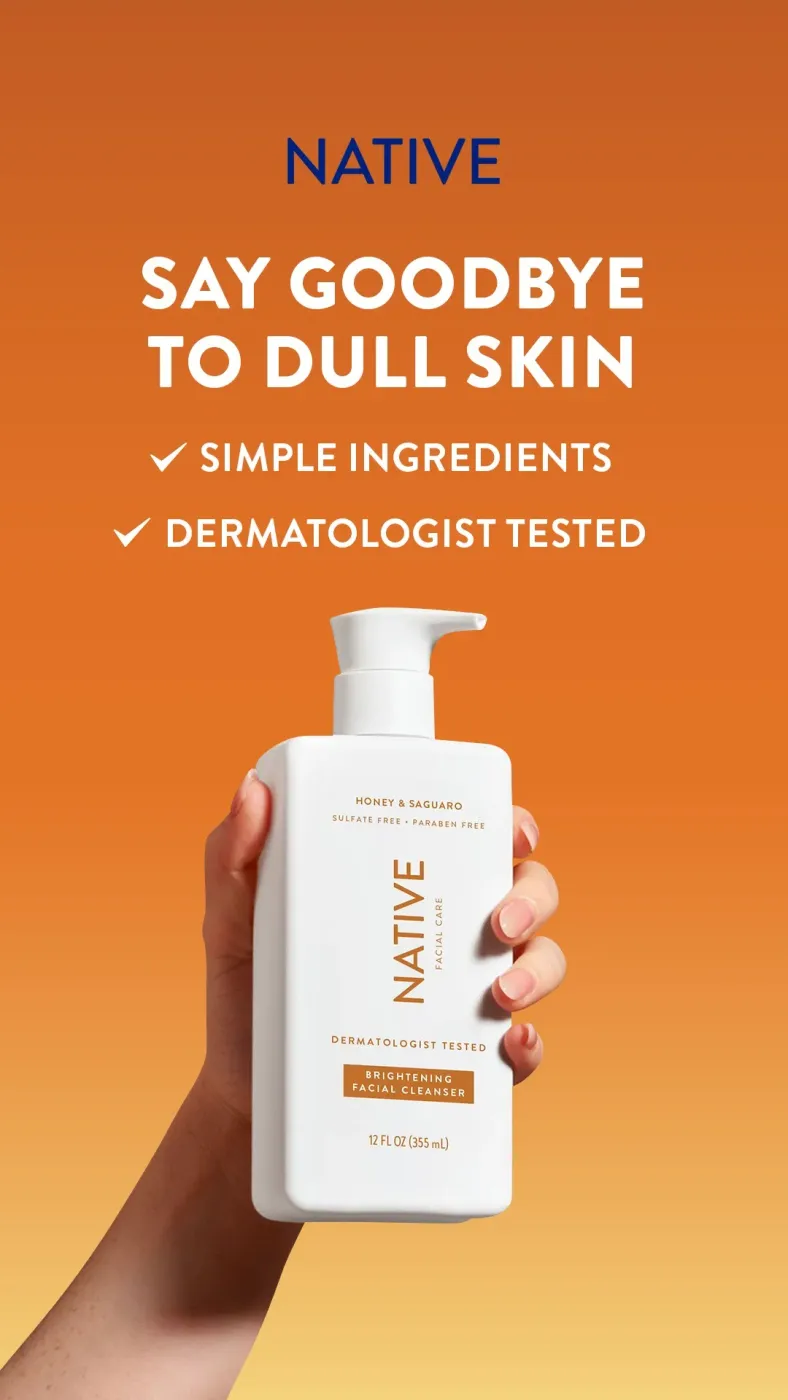 Skincare Product Ad with Benefits and Product Shot