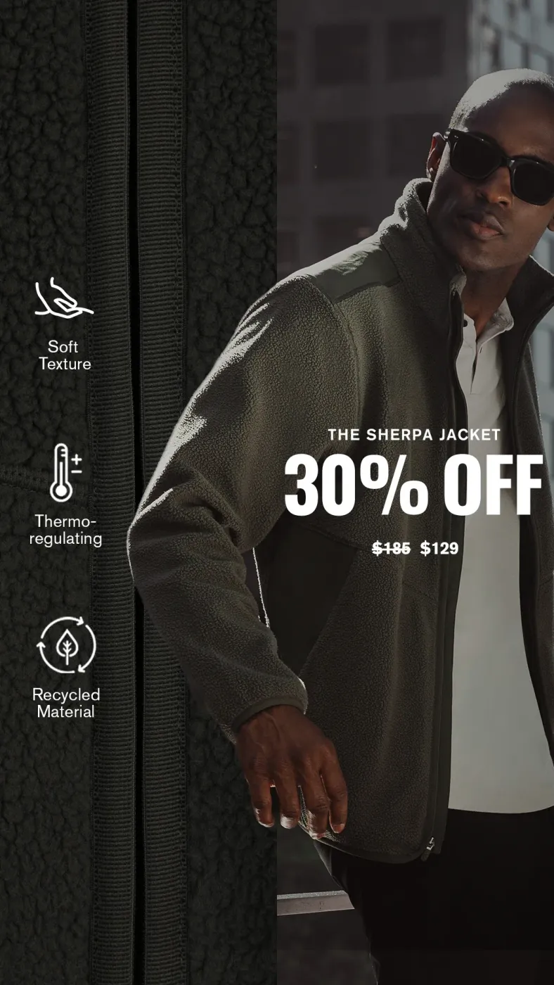 Sherpa Jacket Offer Ad with Features