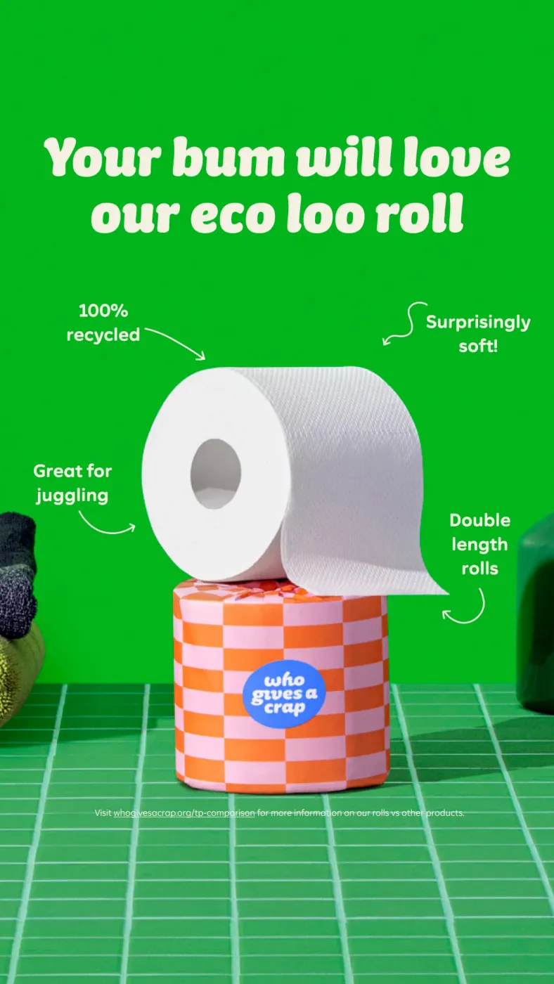 Eco-Friendly Toilet Paper Ad with Feature Callouts