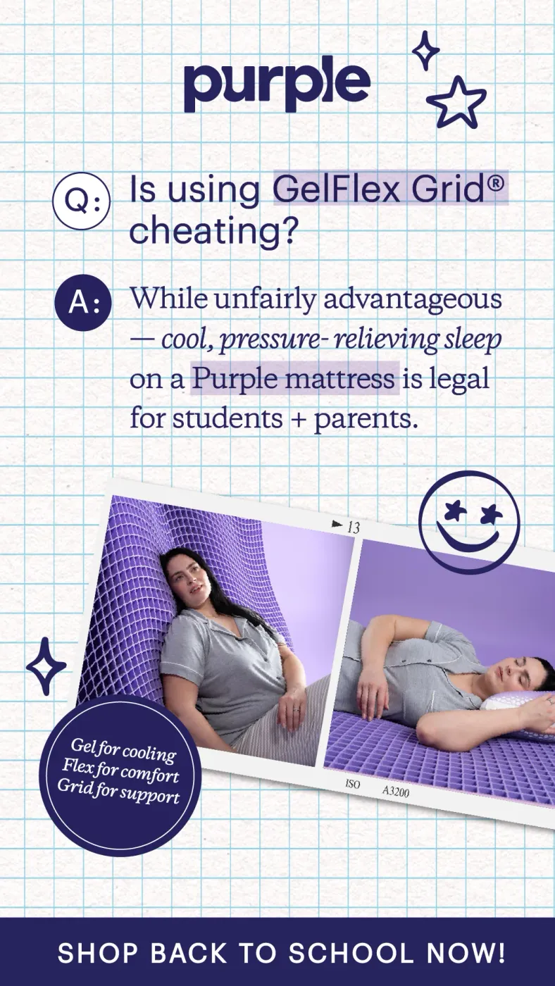 Purple Mattress Q&A Back to School Ad