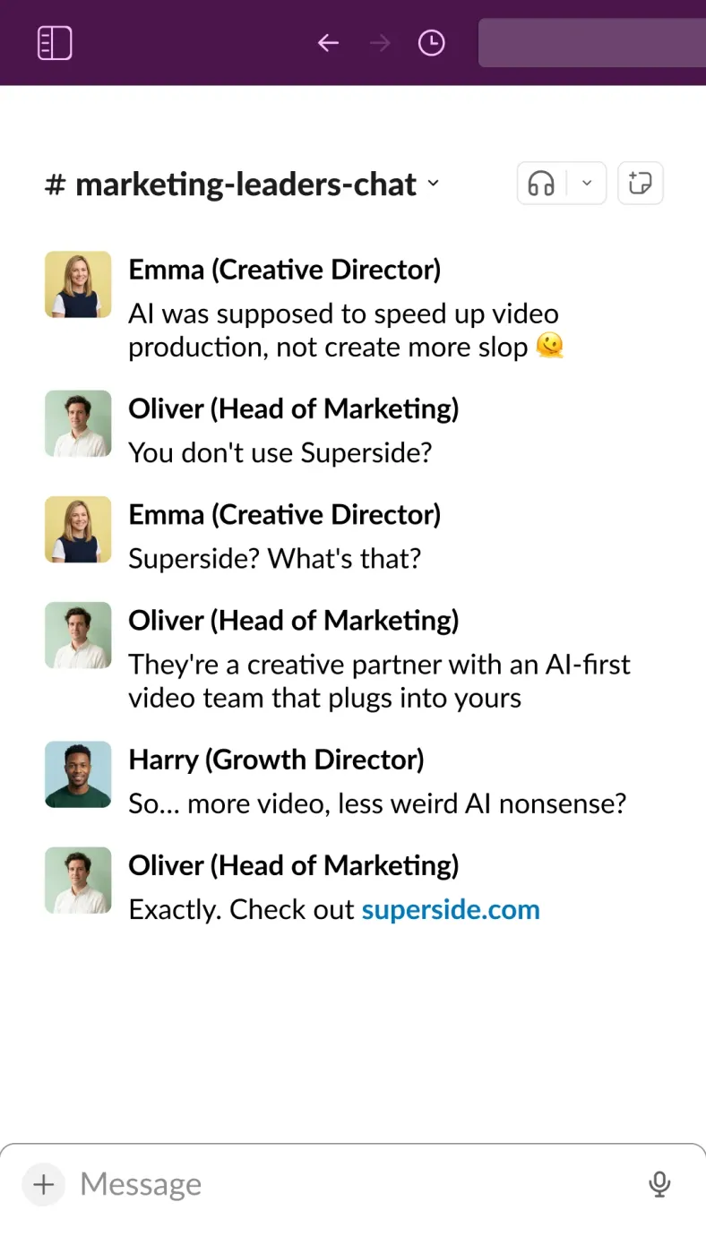 Slack-style Chat Ad for B2B Service Promotion