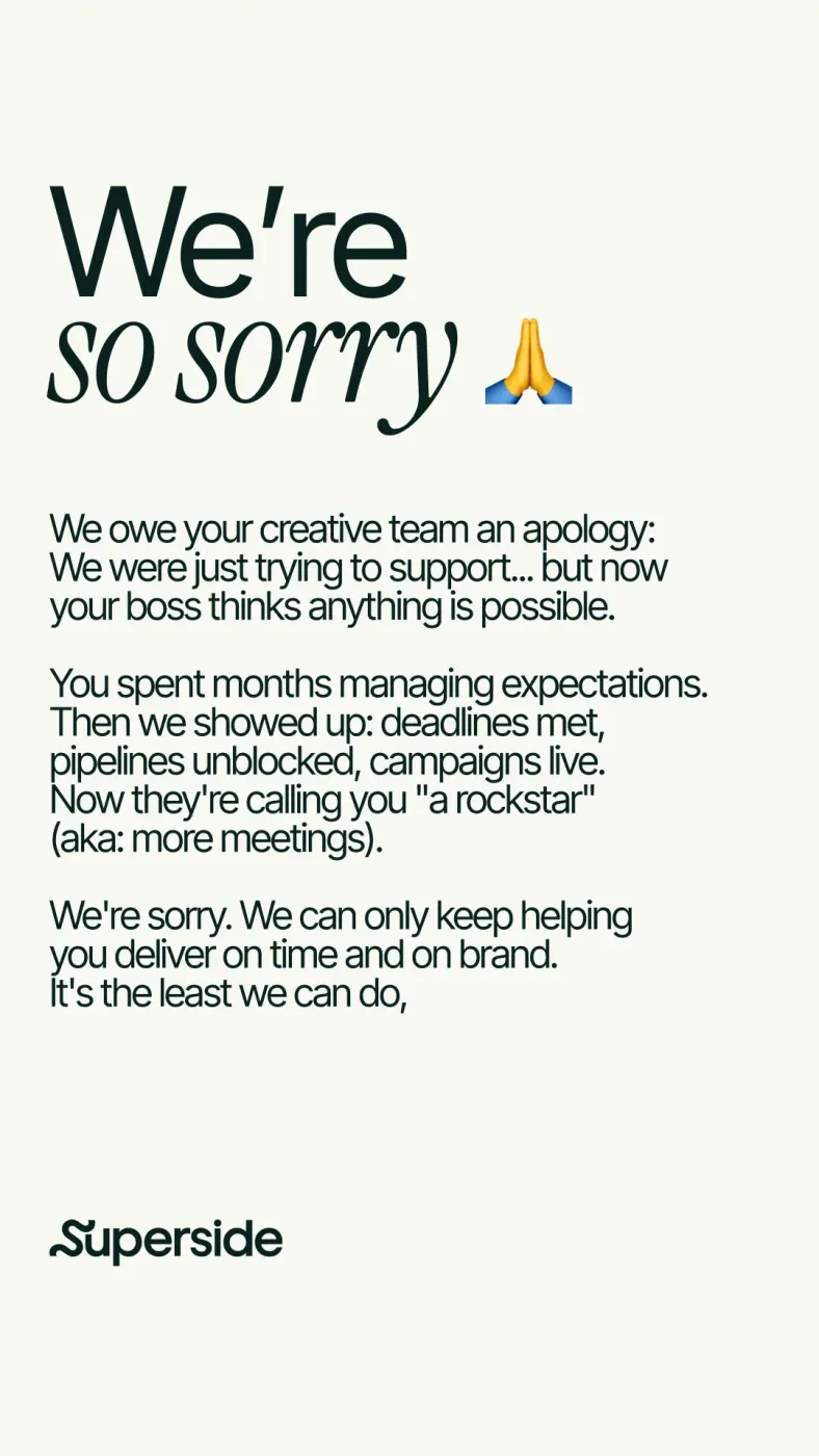 Apology Ad with Praying Hands Graphic