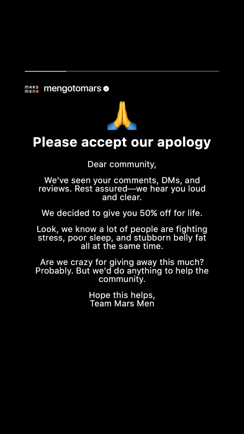Apology Letter Ad