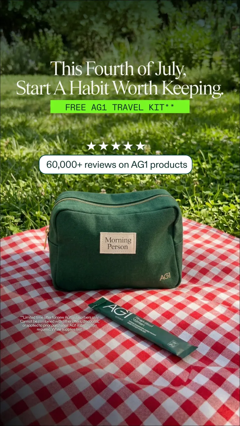 Green Pouch & Supplement Stick on Picnic Blanket