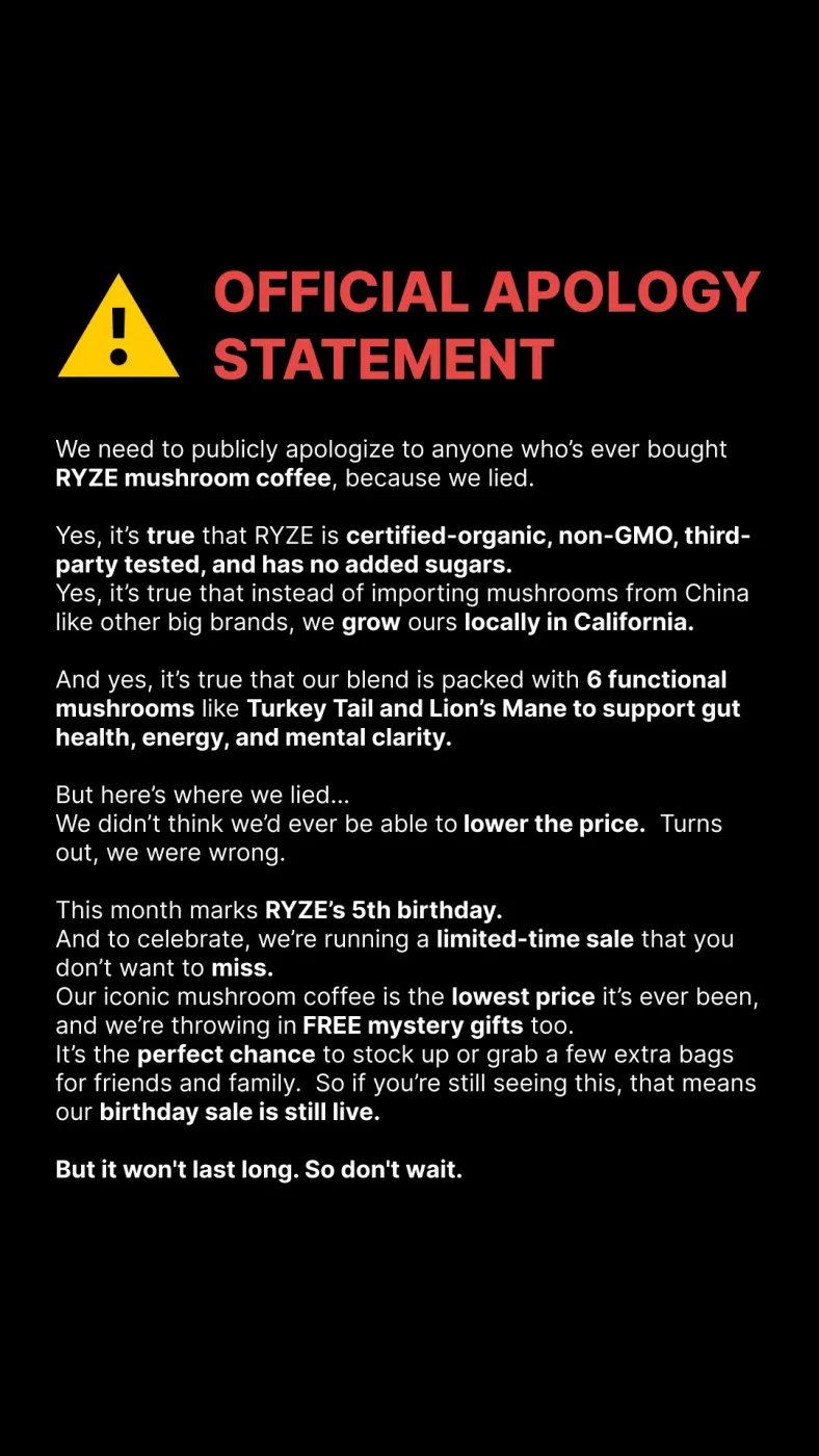 Official Apology Statement Sale