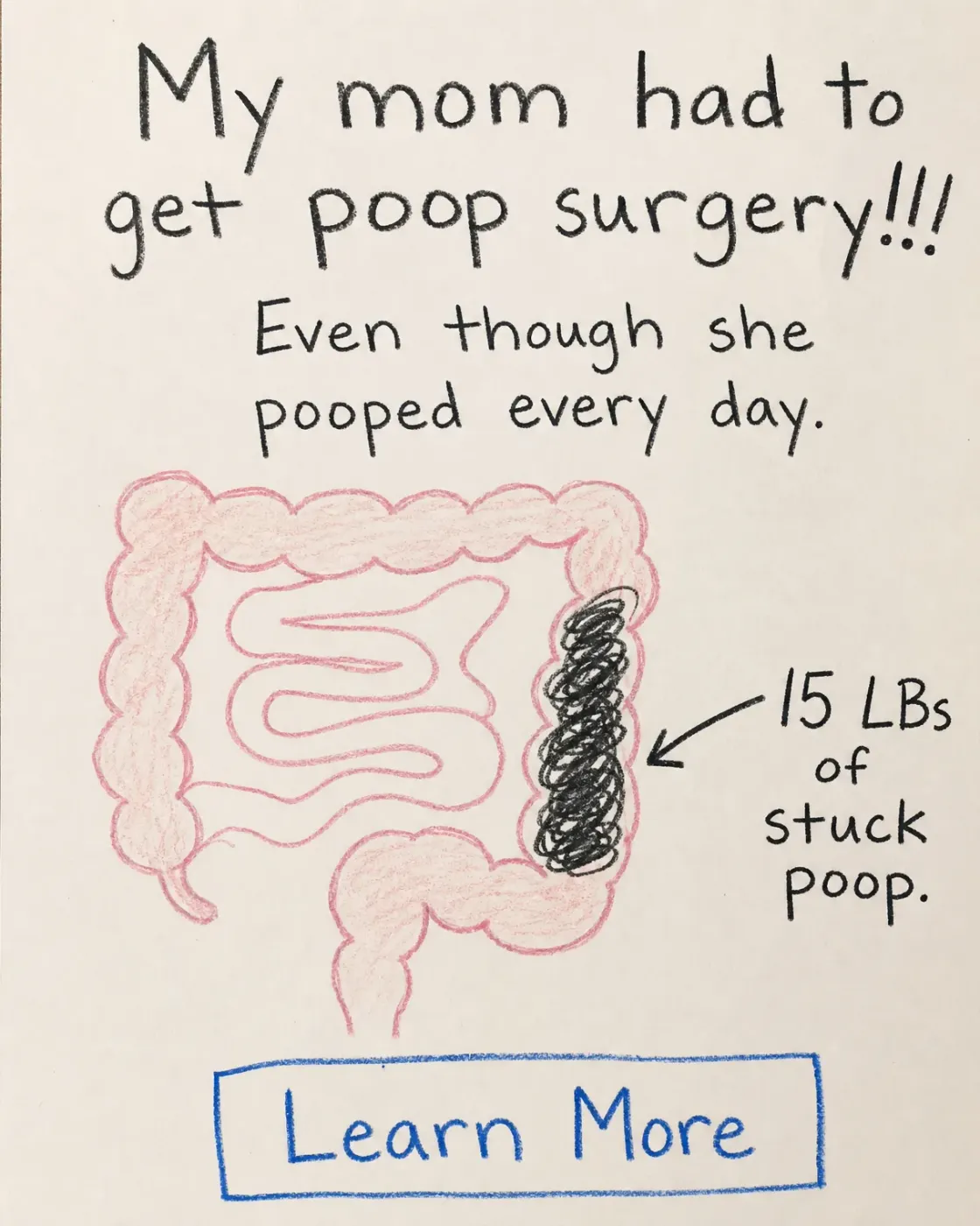 Childlike Crayon Diagram & Handwritten Hook Ad