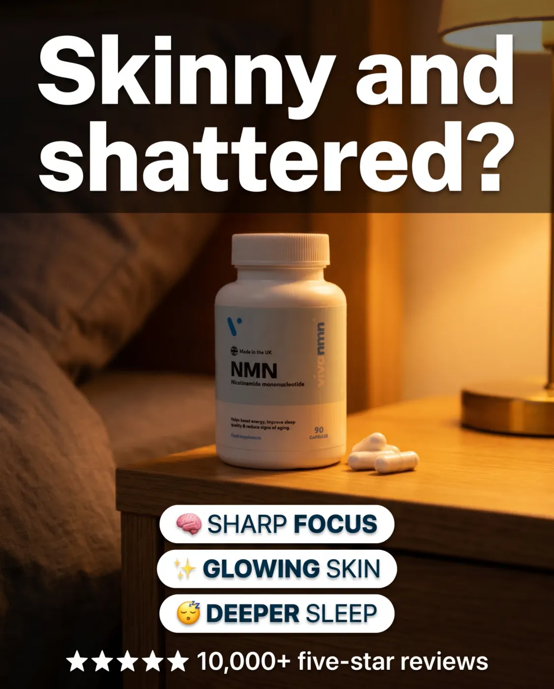 Warm Bedroom Nightstand Benefit Stack Ad