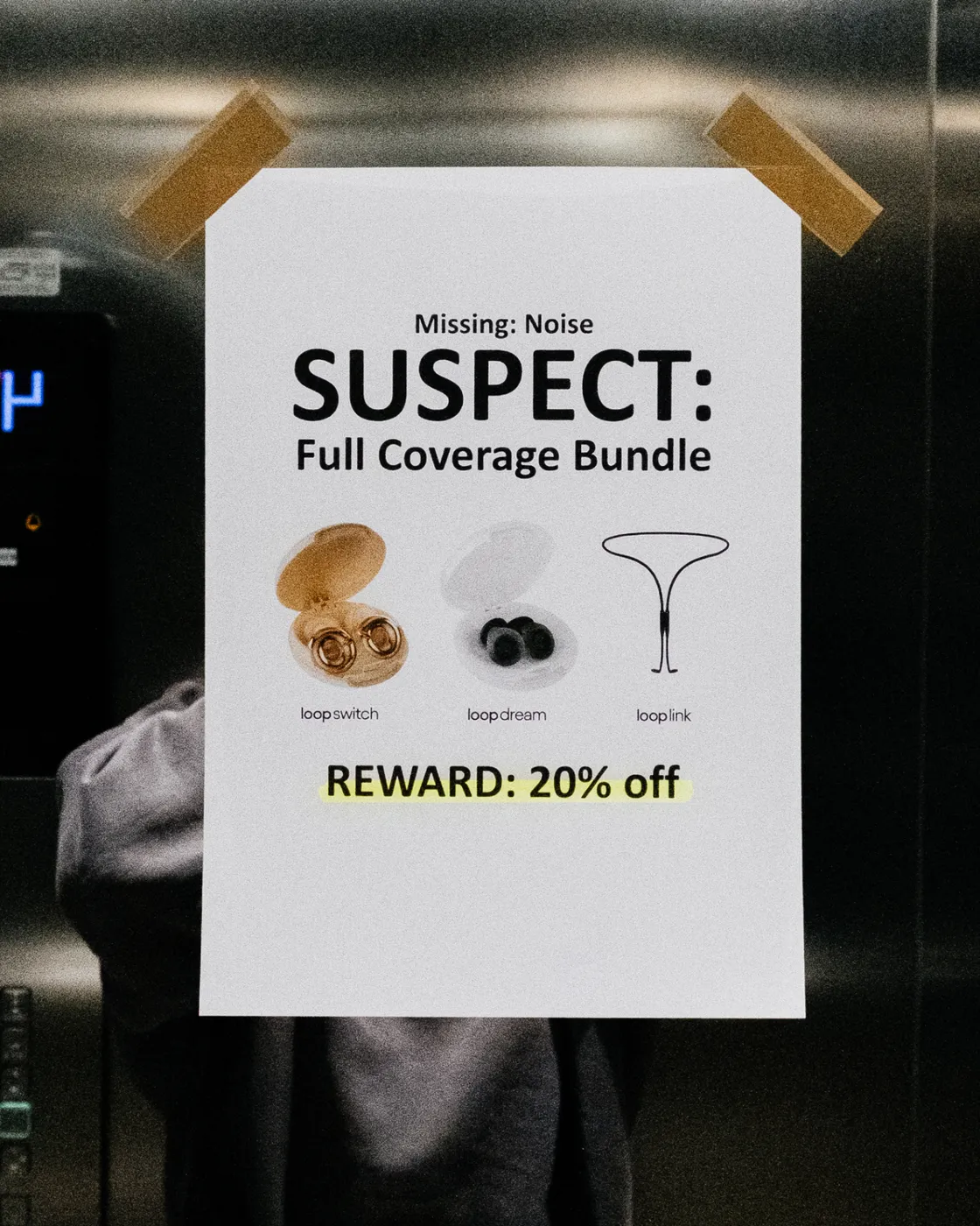 Elevator Lost-Item Poster Style Wireless Earbuds Bundle Ad