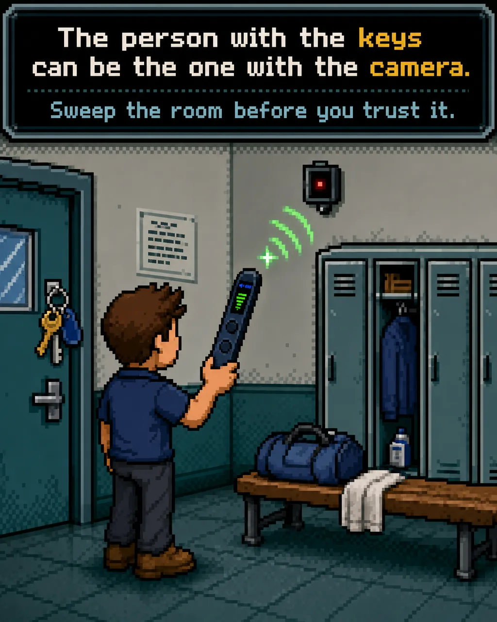 Keys-to-Camera Locker Room RF-Sweep Awareness Ad