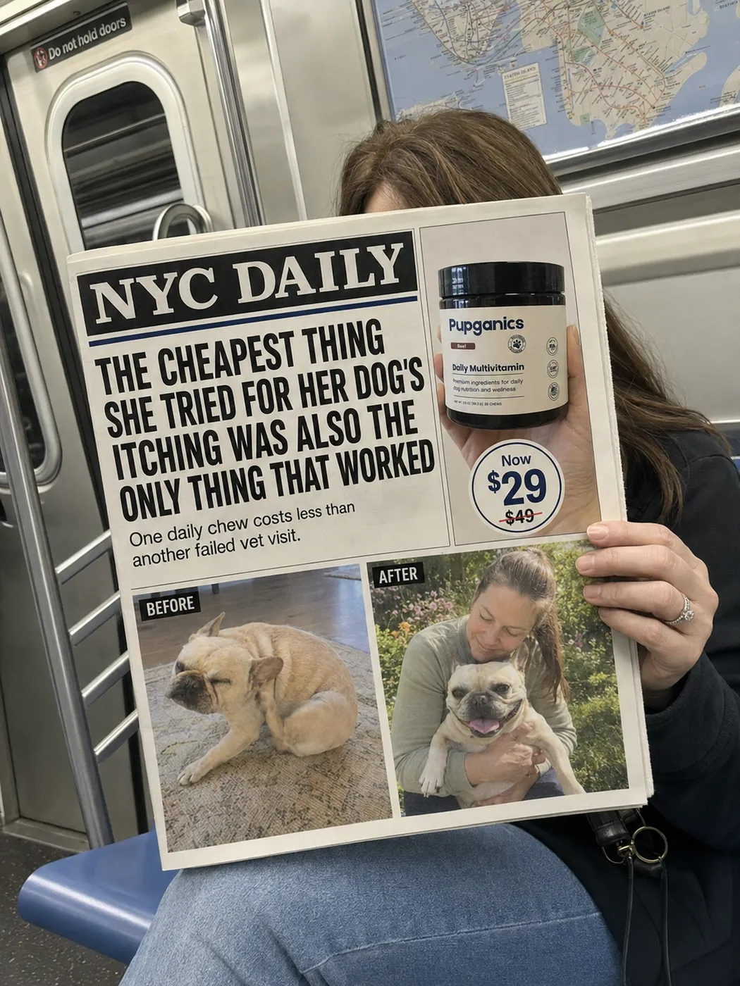 Newspaper-Style Before/After Pet Supplement