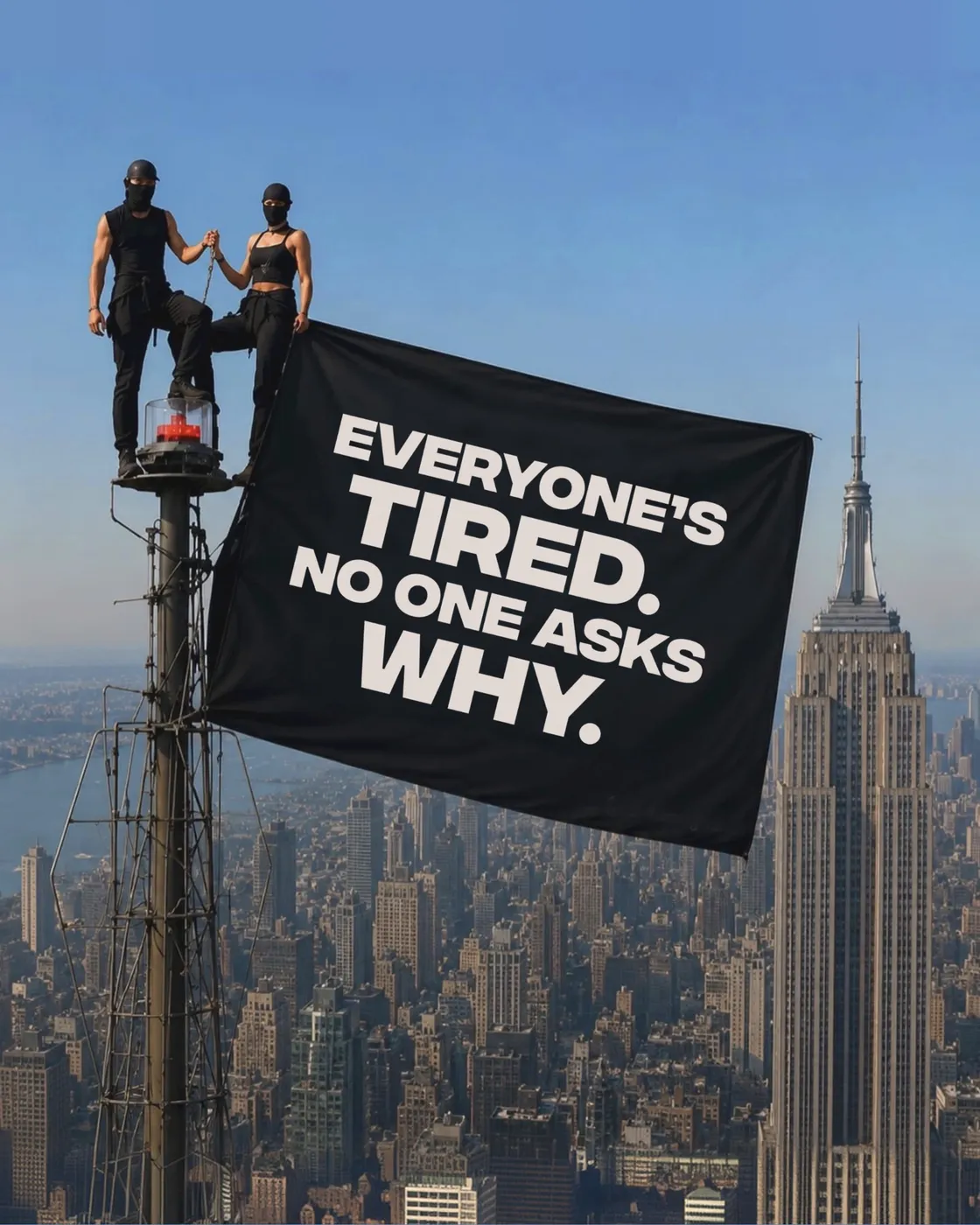 Rooftop Antenna Flag Protest Ad