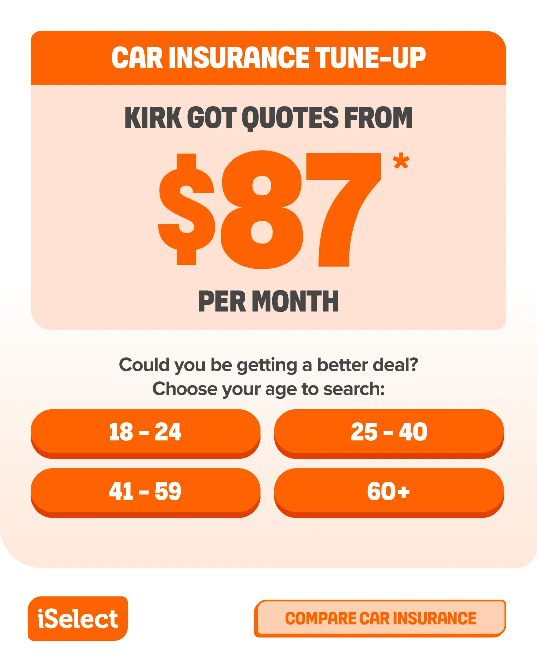 Car Insurance Tune-Up Offer with Age Selection