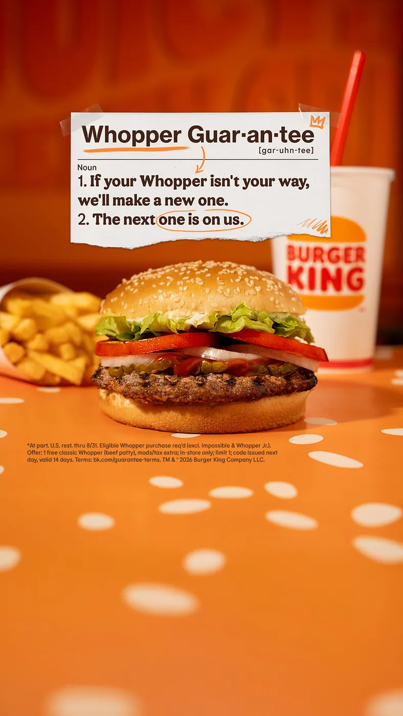 Whopper Guarantee Dictionary Style Ad