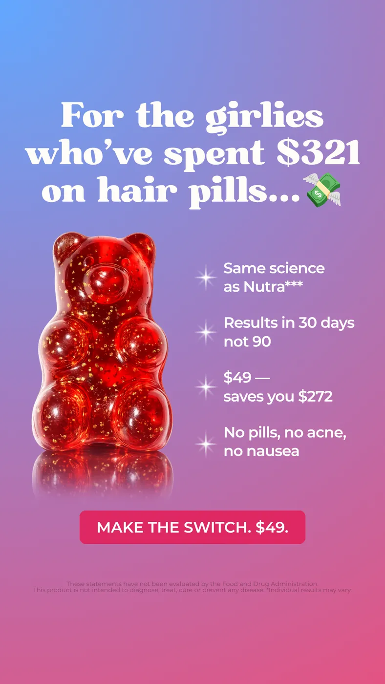 Gummy Bear Hair Supplement Offer Ad